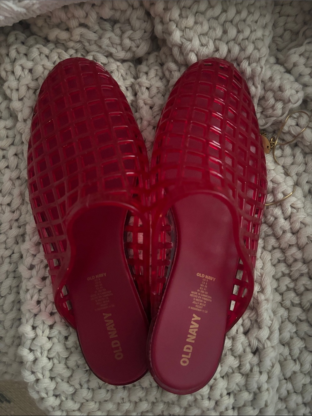 Old Navy Red Lattice Slip-On Mules